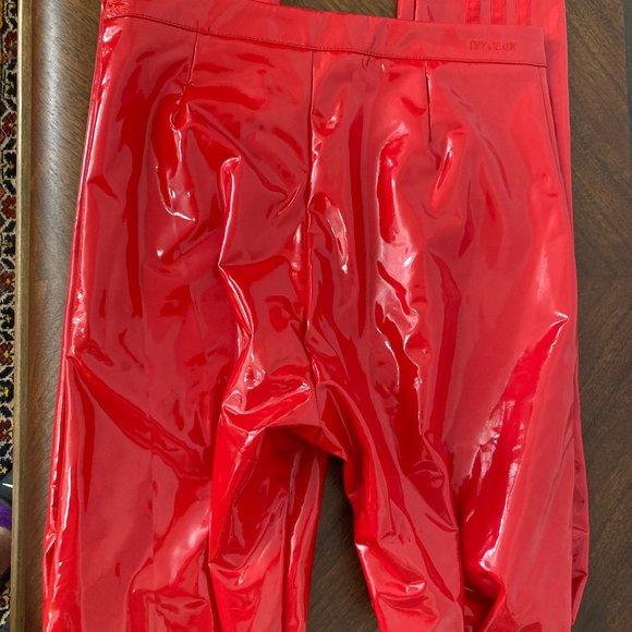 NWT Ivy Park x Adidas Faux Latex Straight-Leg Pants - Red - Picture 4 of 5